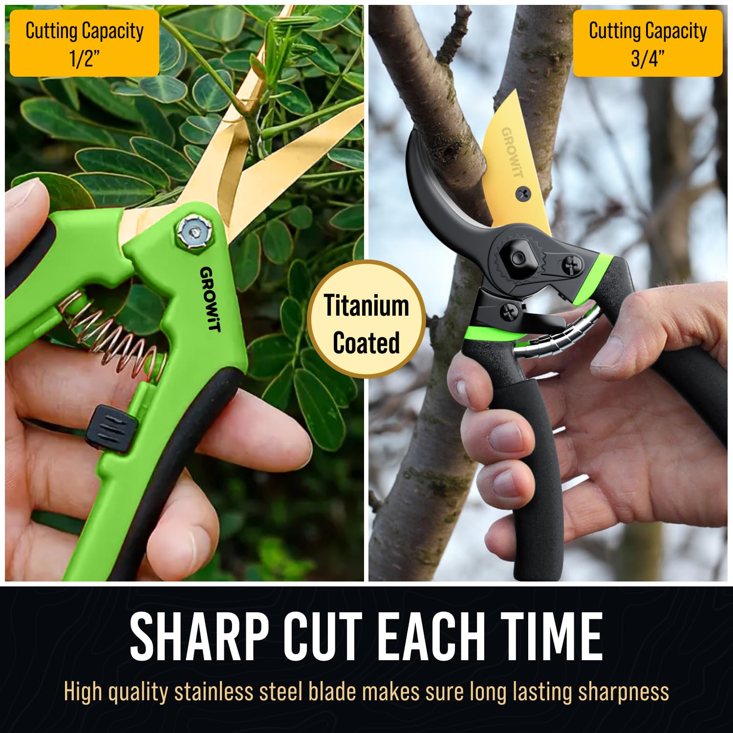 Craft911 titanium-coated pruning shears resist rust for long-lasting performance.