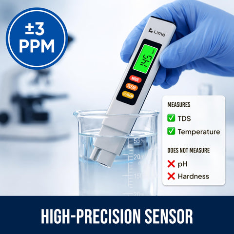 Craft911 TDS meter with digital display shows quick water quality readings.