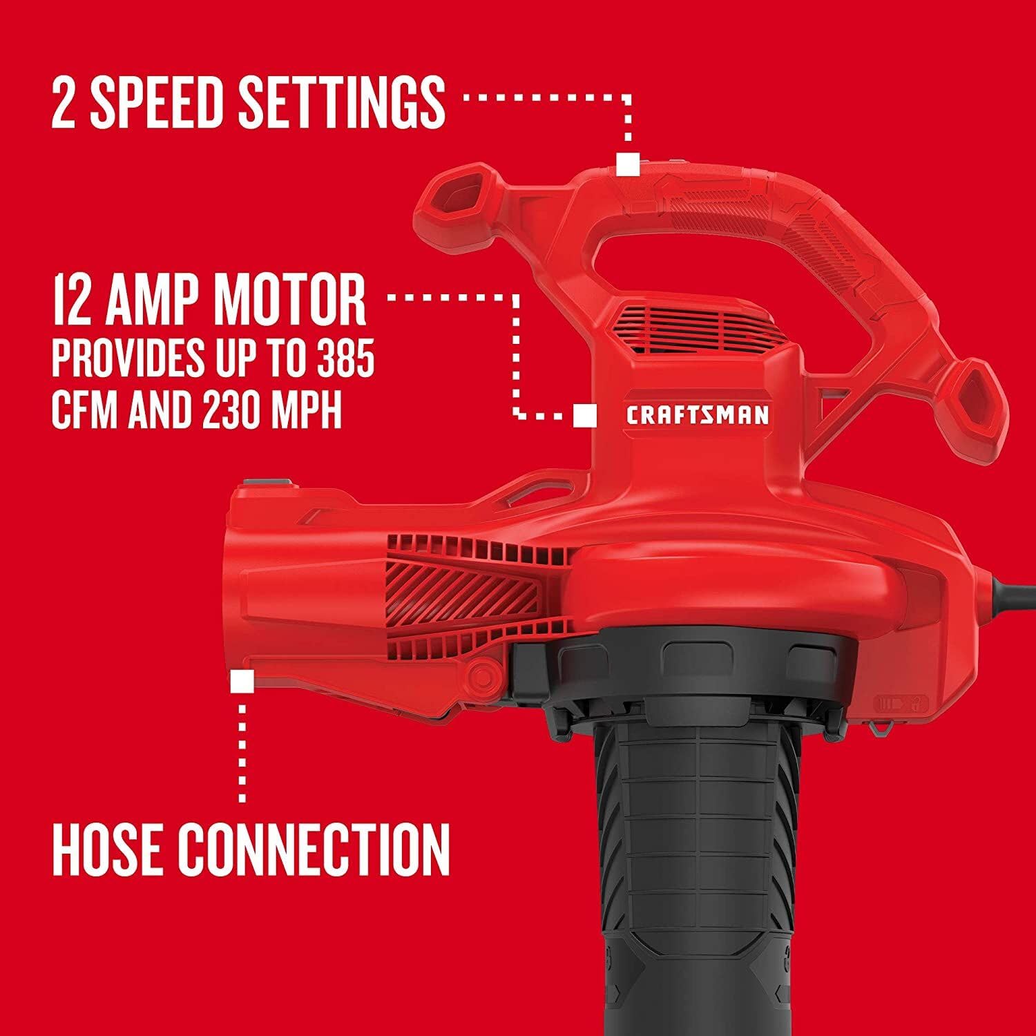 CRAFTSMAN 12-amp motor delivers reliable performance for yard work.
