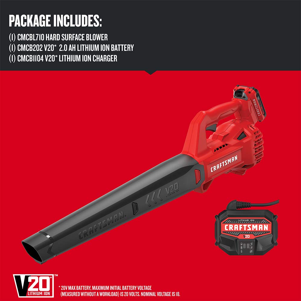 Craftsman 20V blower with 200 CFM airflow clears sidewalks