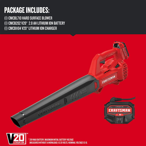 Craftsman 20V blower with 200 CFM airflow clears sidewalks