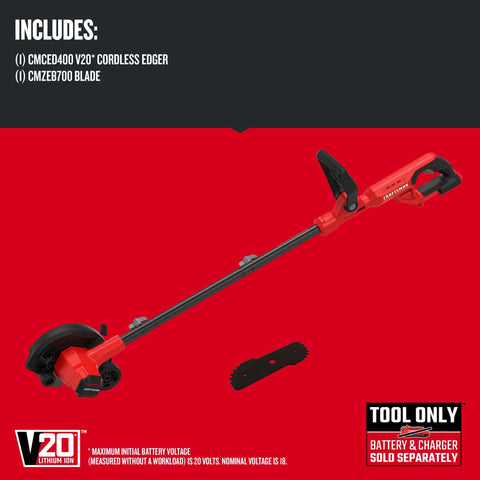 Craftsman 20V Edger with pivoting handle offers comfortable edging angles.