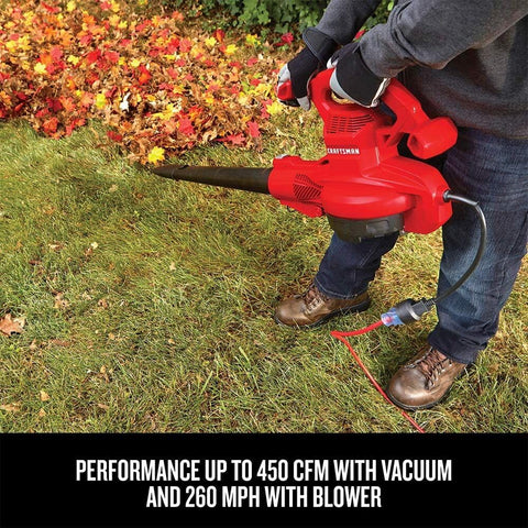CRAFTSMAN 3-in-1 mulcher housing detail showing debris mulching action.