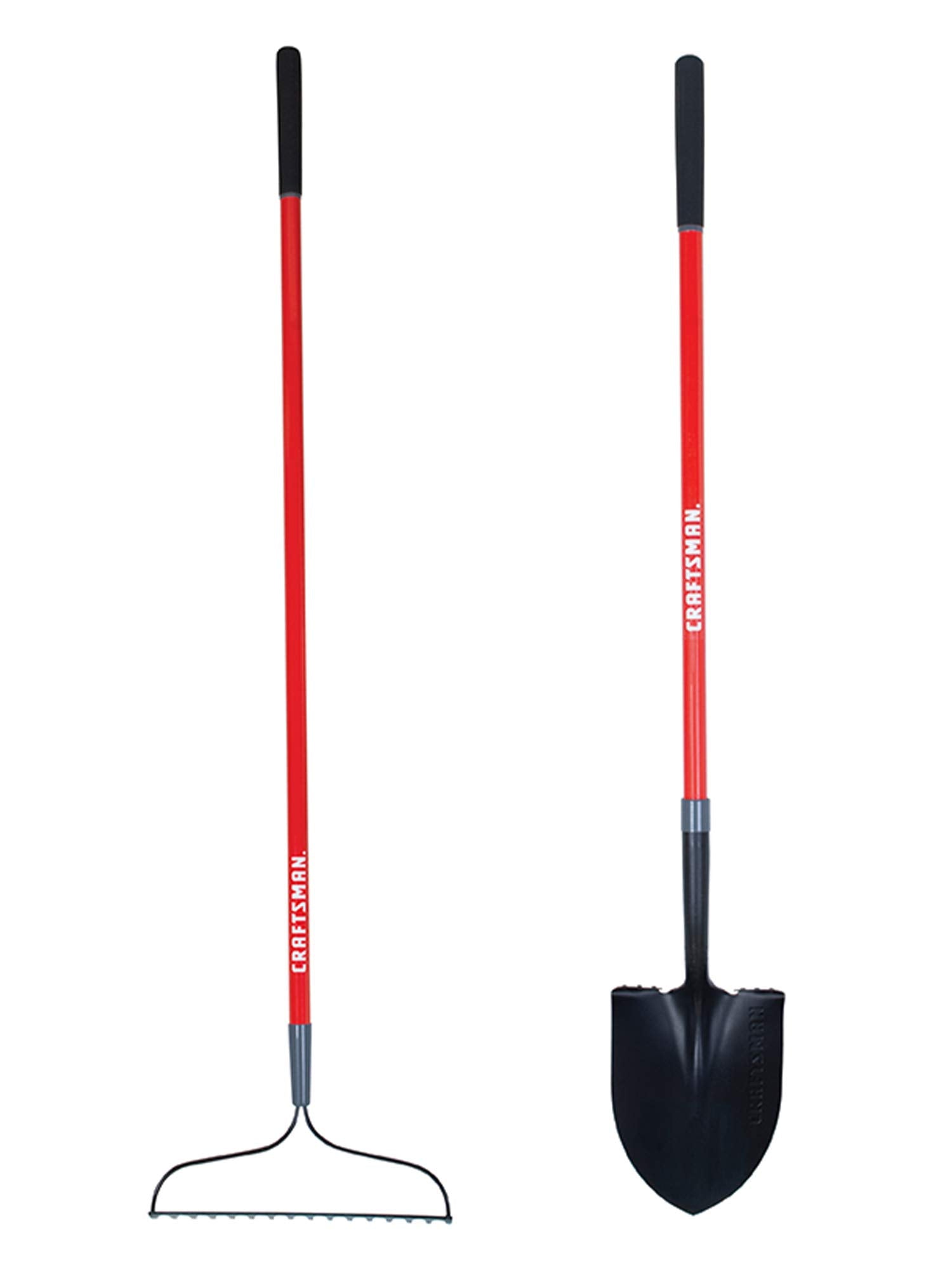 Craftsman digging shovel with rounded point for precise digging in tight soil.