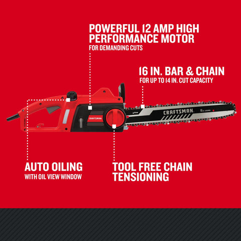 Craftsman corded design image underscores constant power without batteries.