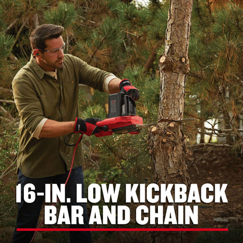 Craftsman tool-free chain tensioning detail for quick, precise adjustments.
