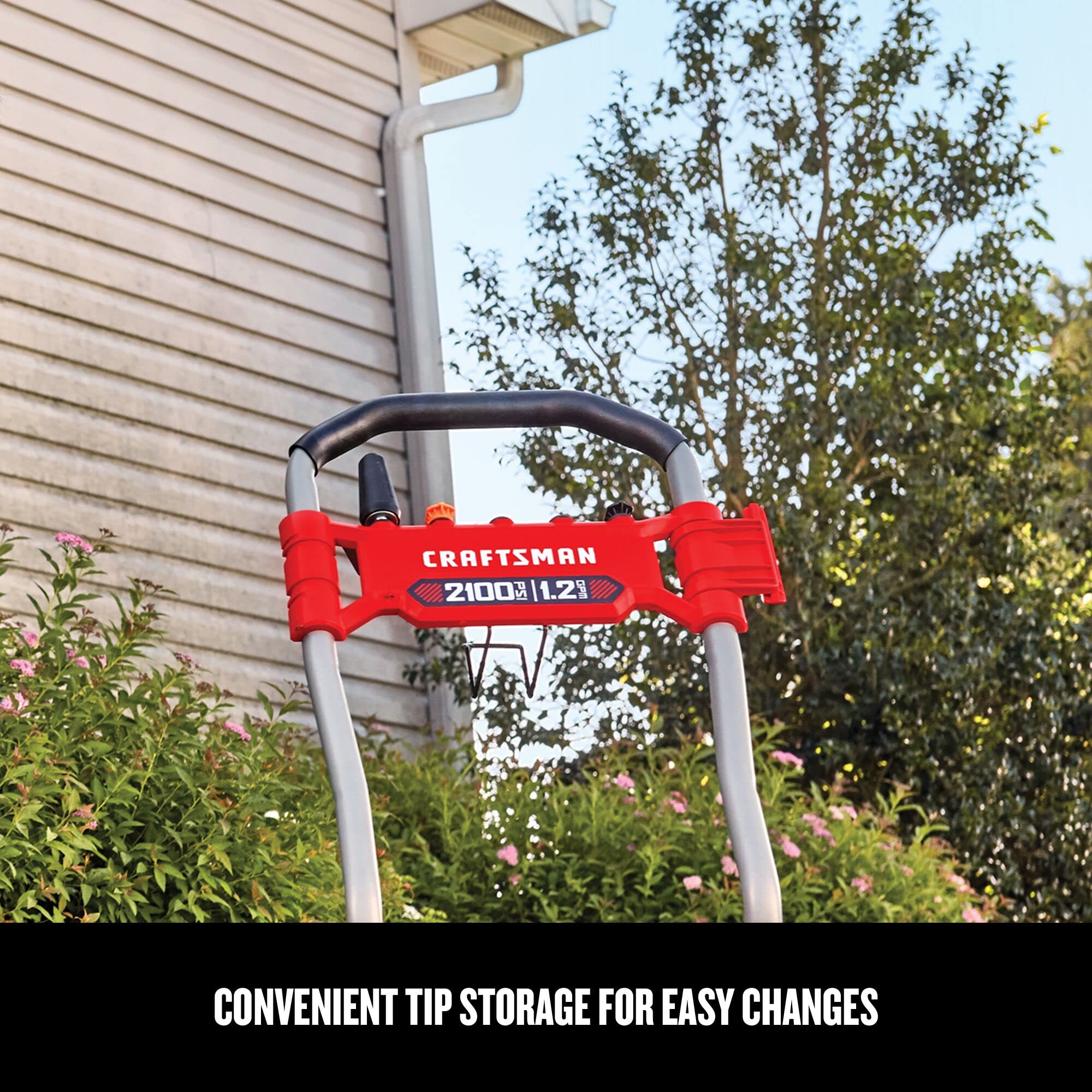 CRAFTSMAN 25 ft hose provides flexible reach for large surfaces.