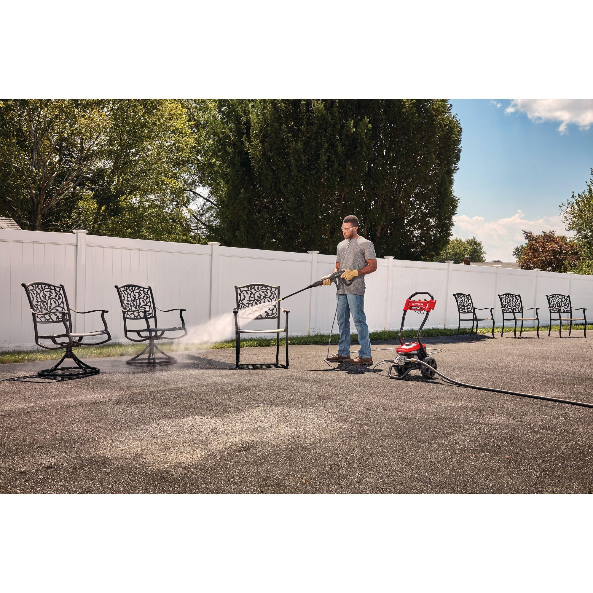 Craftsman CMEPW1900 35-foot cord extends reach from outlets.