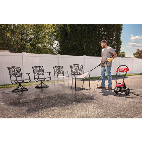 Craftsman CMEPW1900 8-inch wheels help move around obstacles.