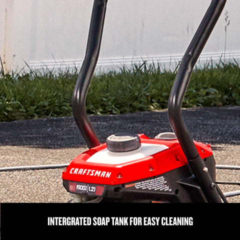 Craftsman CMEPW1900 soap tank integrated for foaming cleaning.