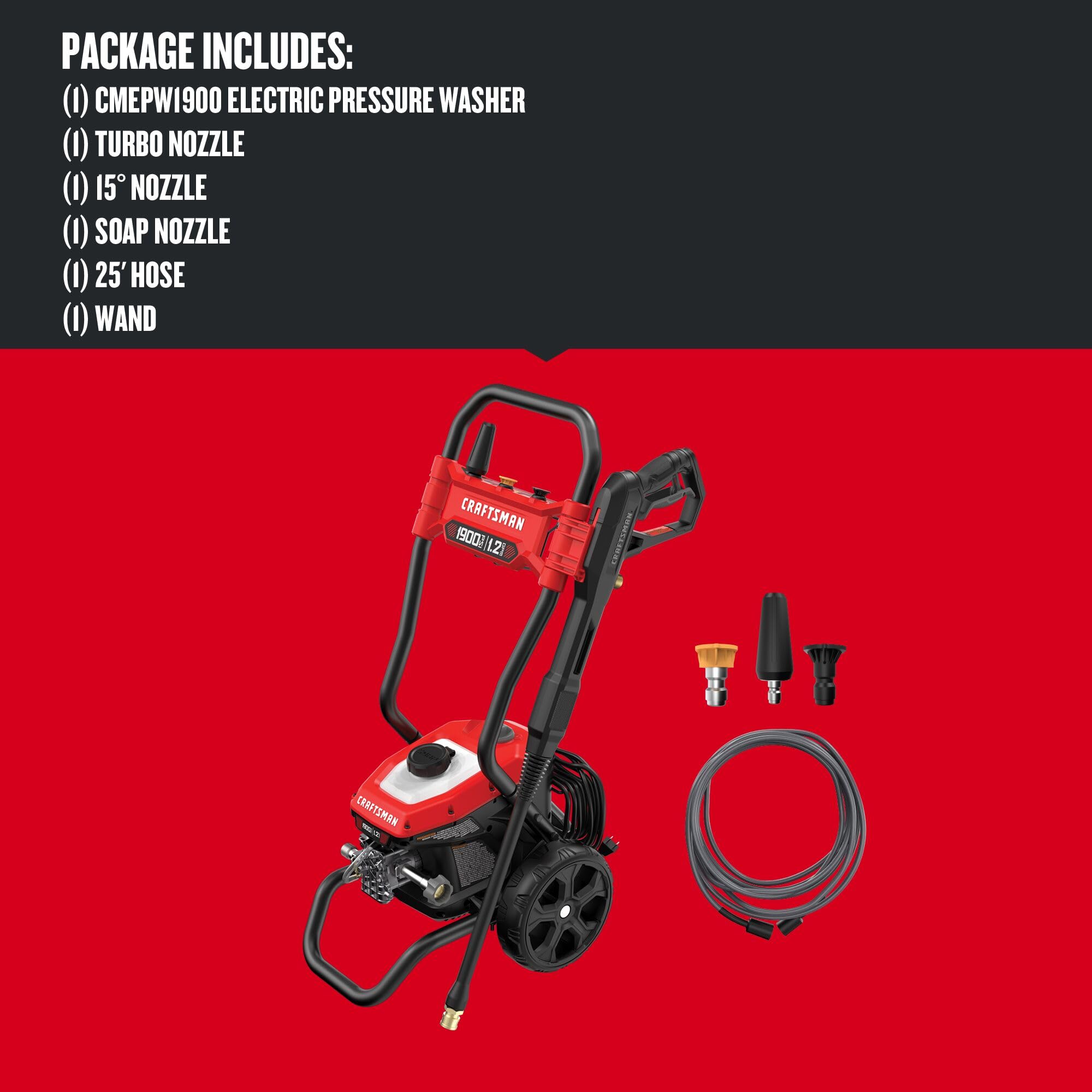 Craftsman CMEPW1900 top view emphasizes compact storage footprint.