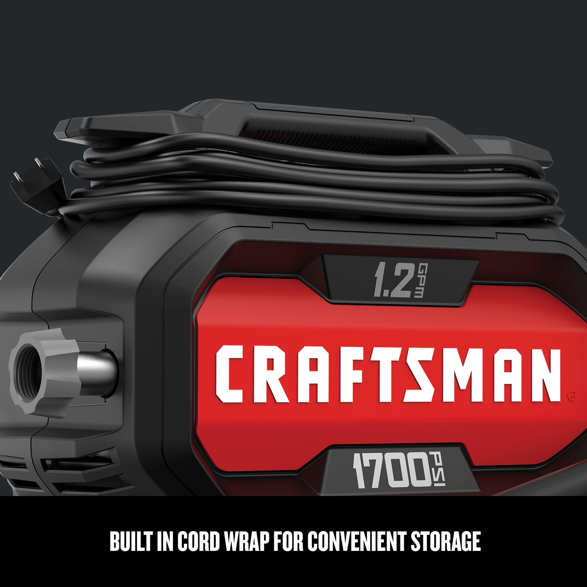 Compact storage design of the Craftsman electric pressure washer.