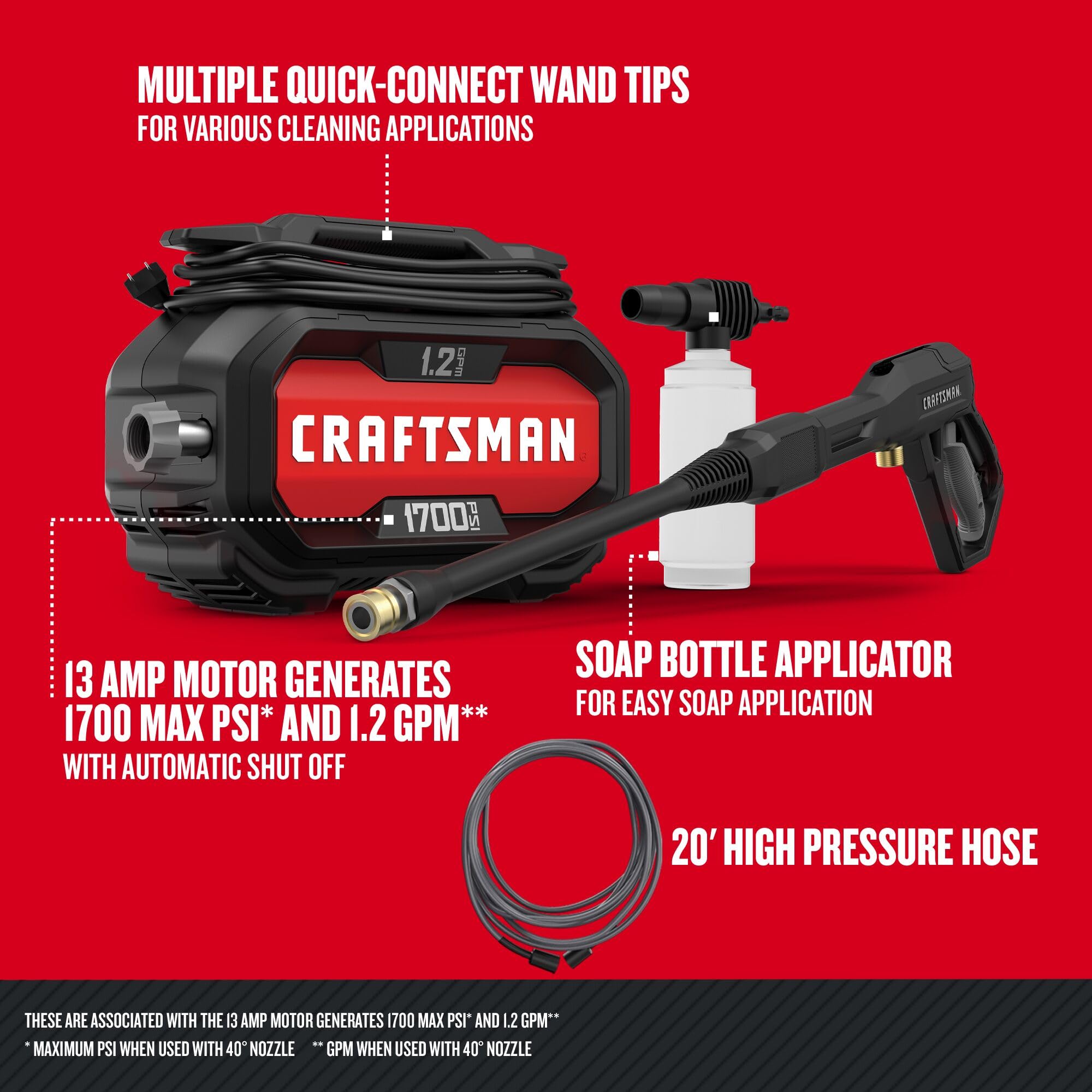 Soap applicator attached to Craftsman pressure washer for detergent application.