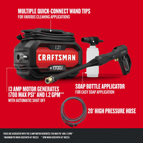 Soap applicator attached to Craftsman pressure washer for detergent application.