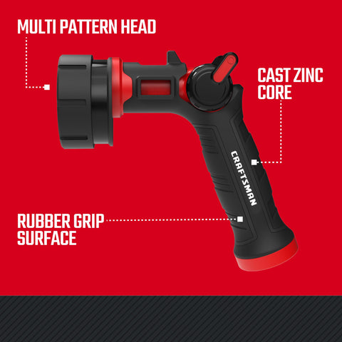 CRAFTSMAN 7-pattern nozzle in jet mode for powerful, targeted cleaning.