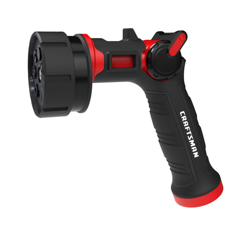 CRAFTSMAN heavy-duty 7-pattern nozzle in shower mode for gentle watering and broad coverage.