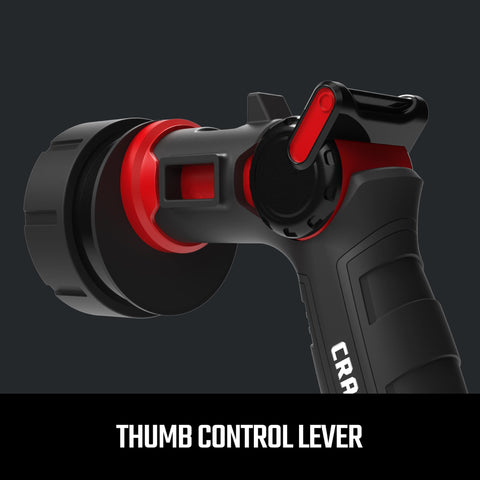 CRAFTSMAN 7-pattern nozzle in stream mode for thorough rinsing and faster coverage.