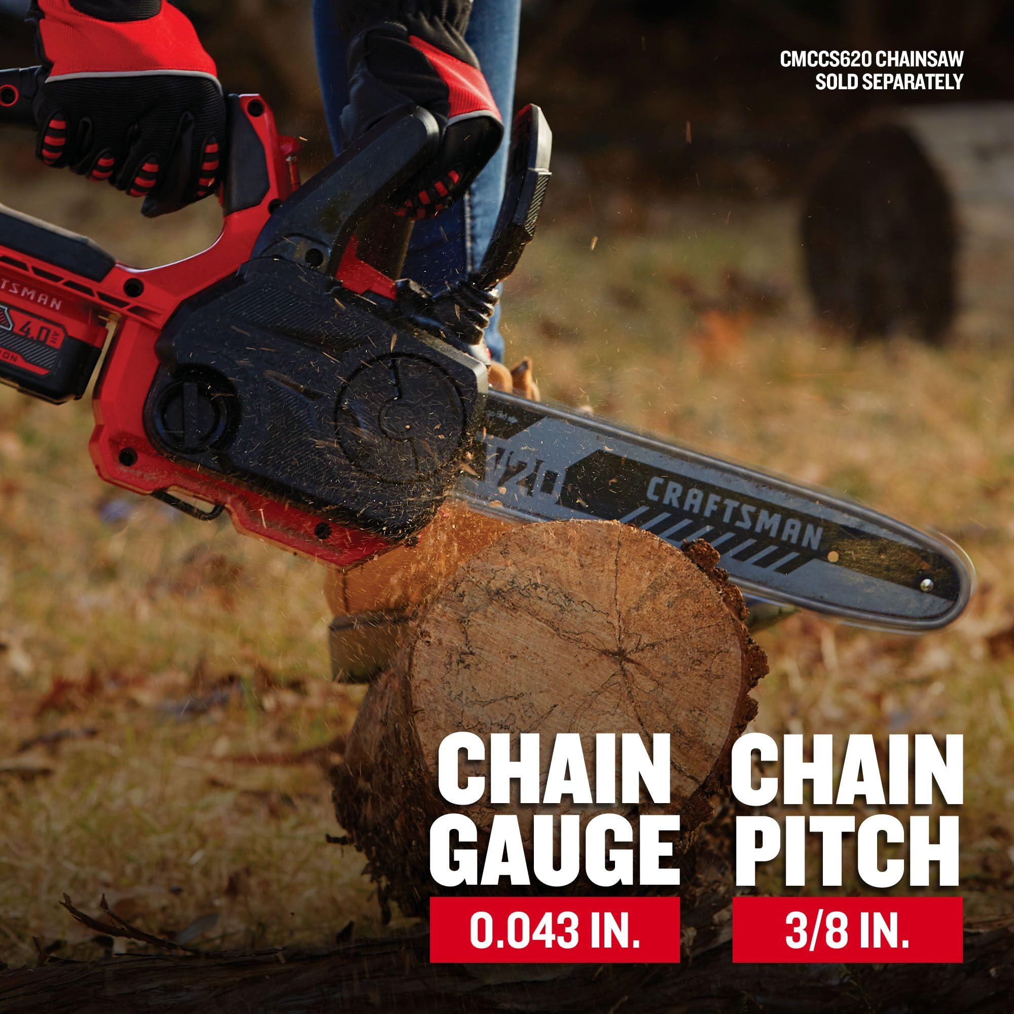 CRAFTSMAN CMZCSC12 packaged with chain overview for easy replacement.