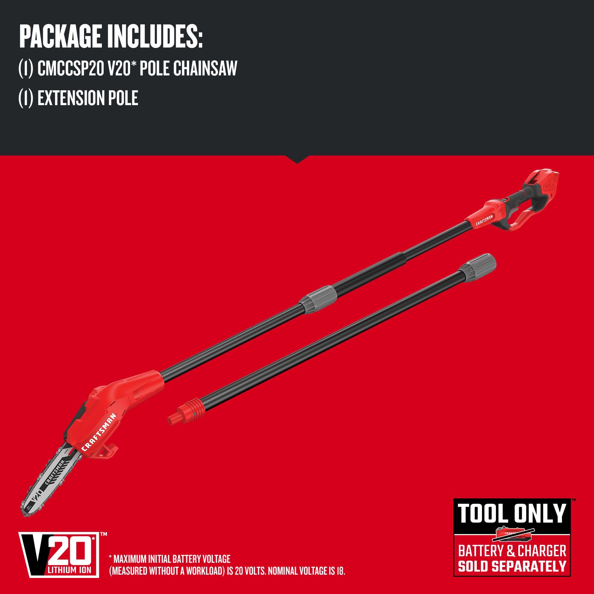 CRAFTSMAN pole saw soft grip improves maneuverability during trimming.