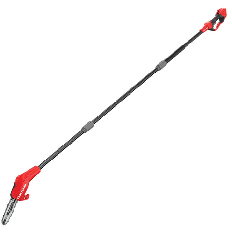 CRAFTSMAN pole saw storage on wall with Versatrack hook.