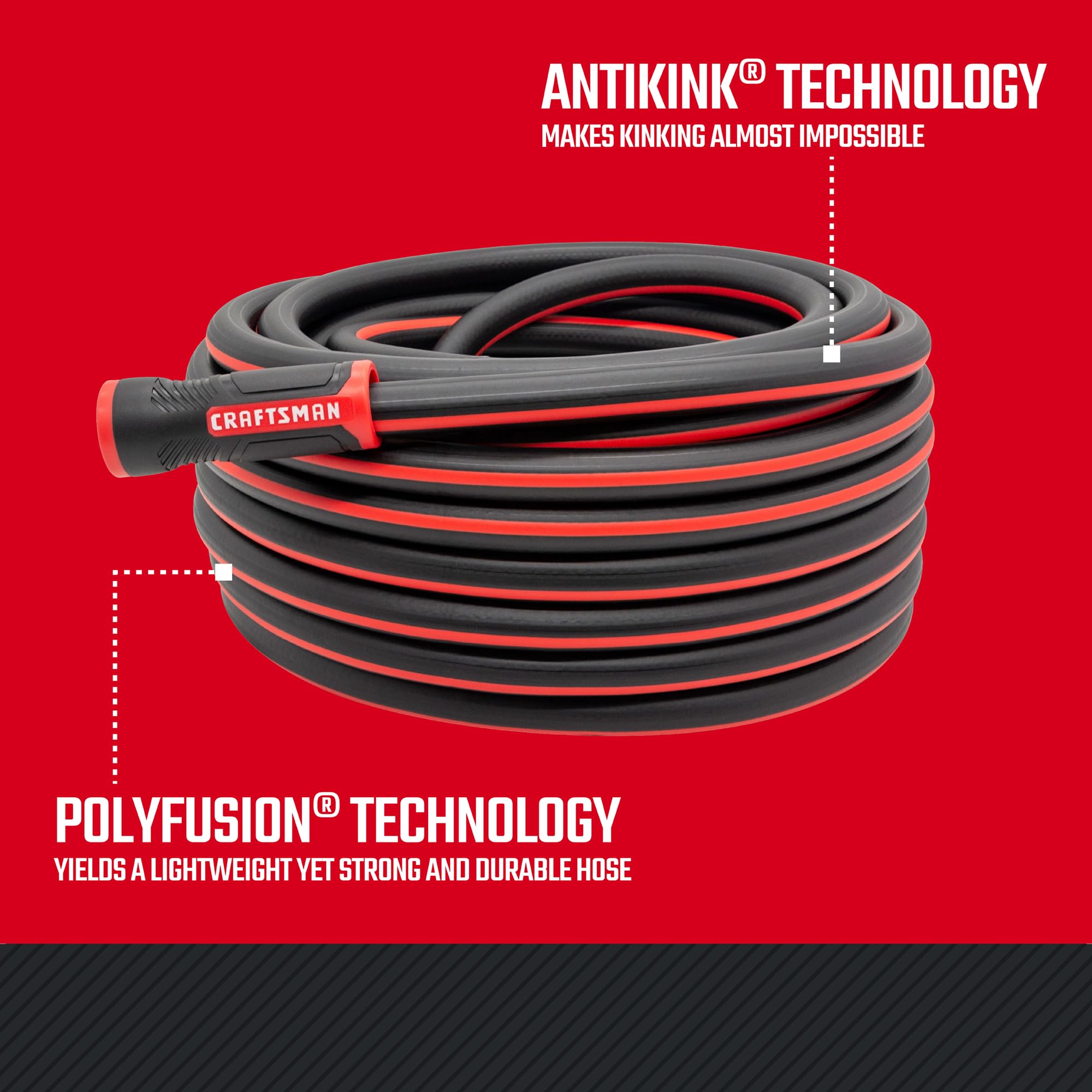 Craftsman polyfusion-technology hose illustrating lightweight flexibility.