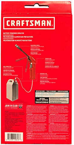 CRAFTSMAN sprayer reaches up to 20 feet for distant areas.