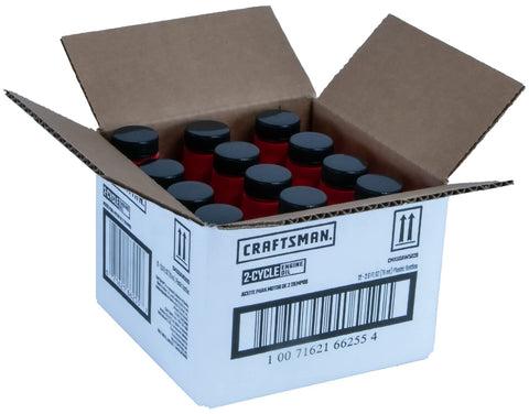 Craftsman CMXG0AW5026 label highlights universal 2-cycle oil for outdoor tools