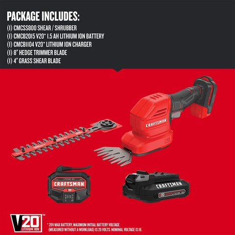 Craftsman V20 8in hedge trimmer blade for shrub shaping.