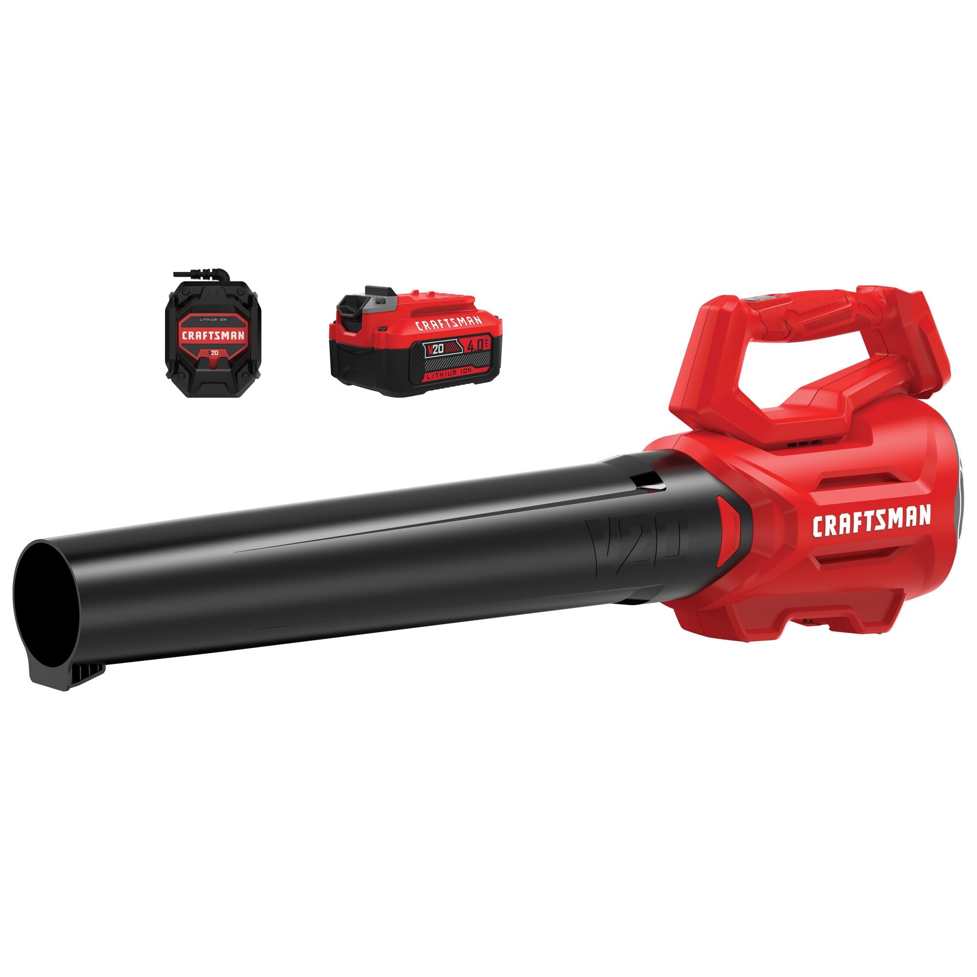 CRAFTSMAN V20 blower battery shows long lasting power for quick yard cleanups
