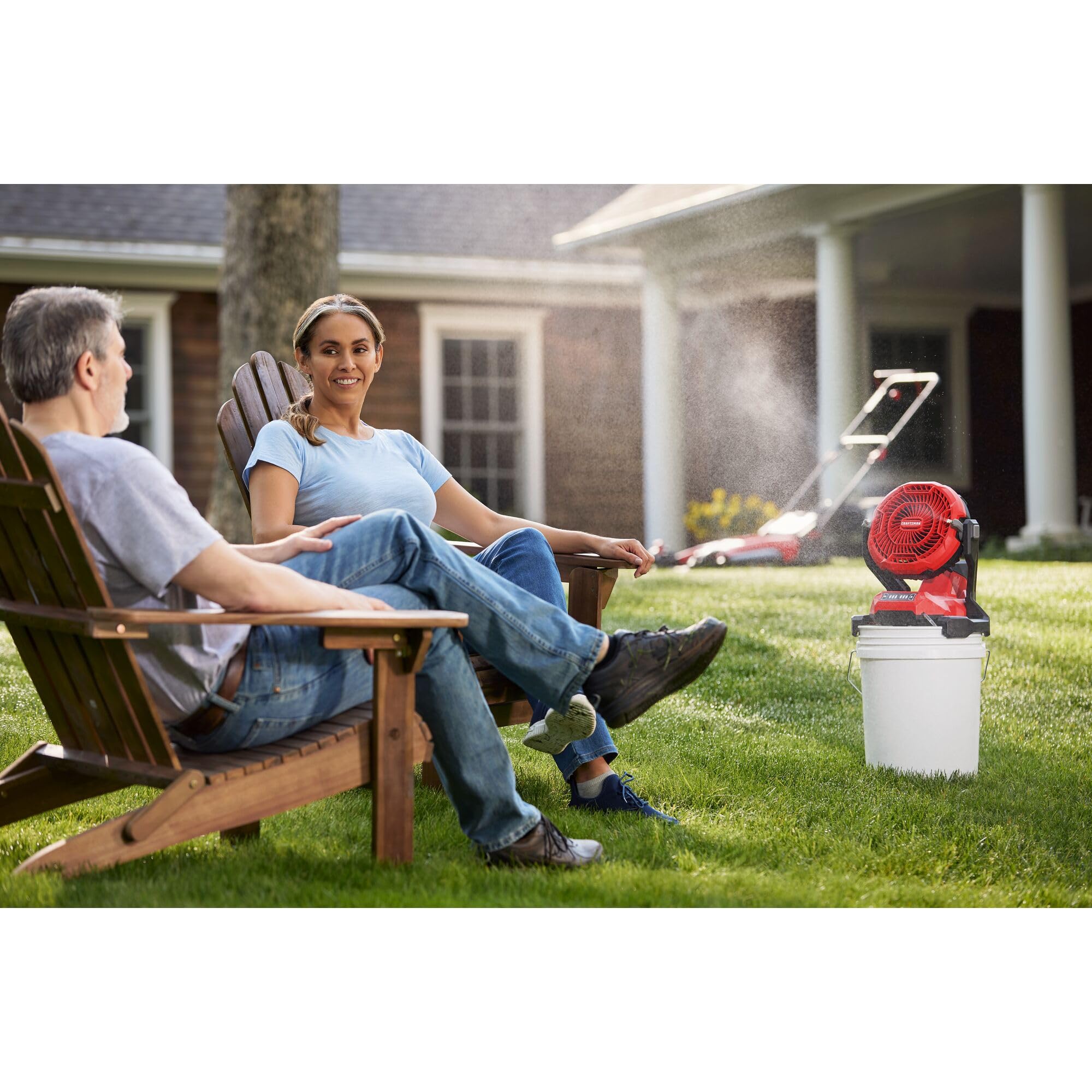 Craftsman V20 misting fan with three fan speeds for tailored airflow