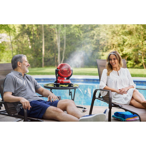 Craftsman V20 misting fan runtime up to 2.9 hours on a single charge