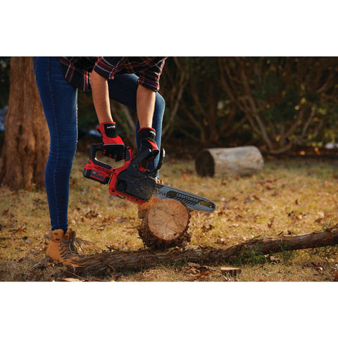 Craftsman V20 mini chainsaw tool-only CMCCS620B enables simple battery swaps.
