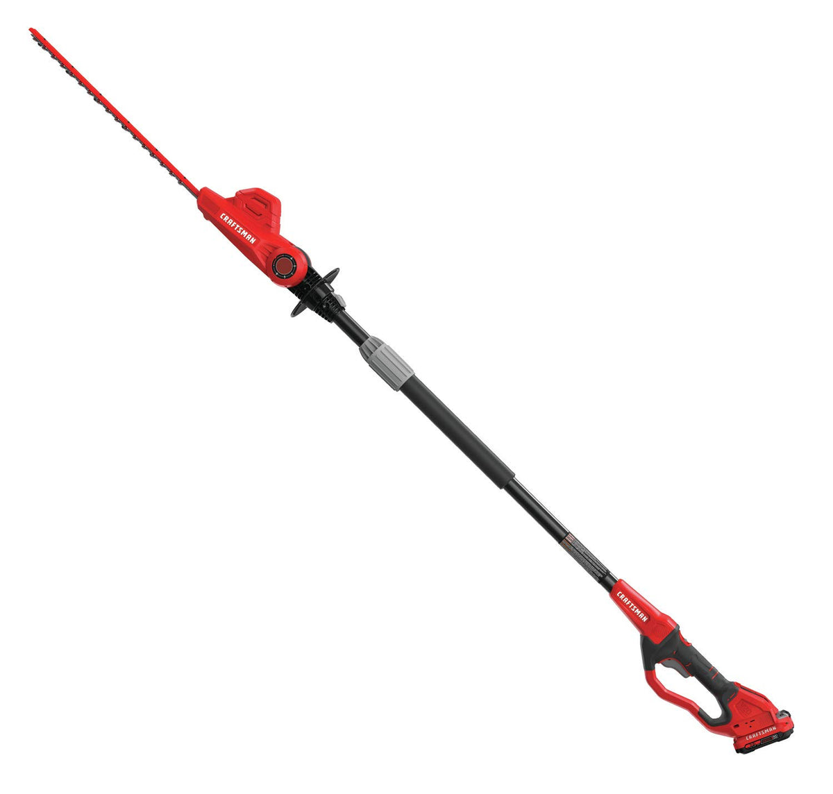 Craftsman V20 pole hedge trimmer extended reach for tall hedges.