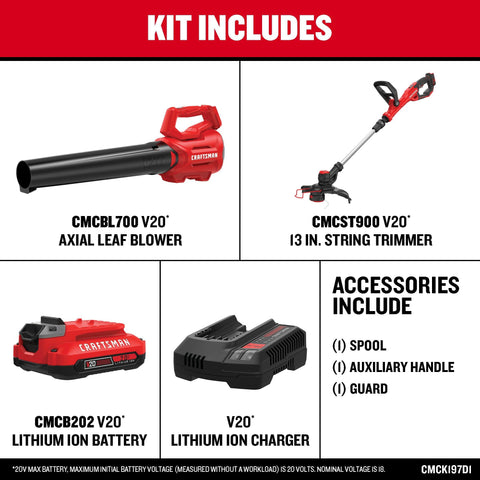 Craftsman V20 trimmer with a telescoping pole for comfortable trimming