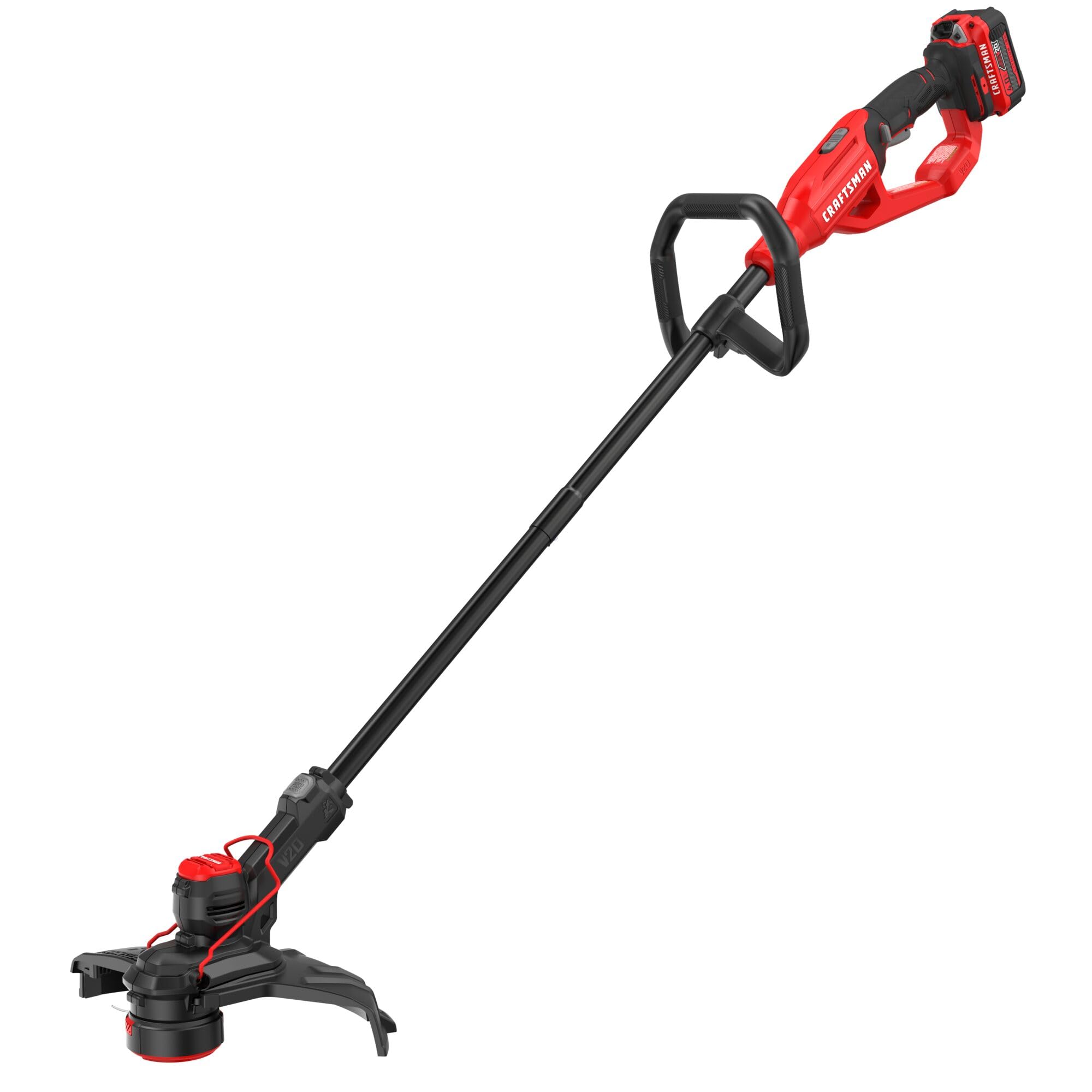 Craftsman V20 weed wacker assembled with battery for cordless lawn upkeep