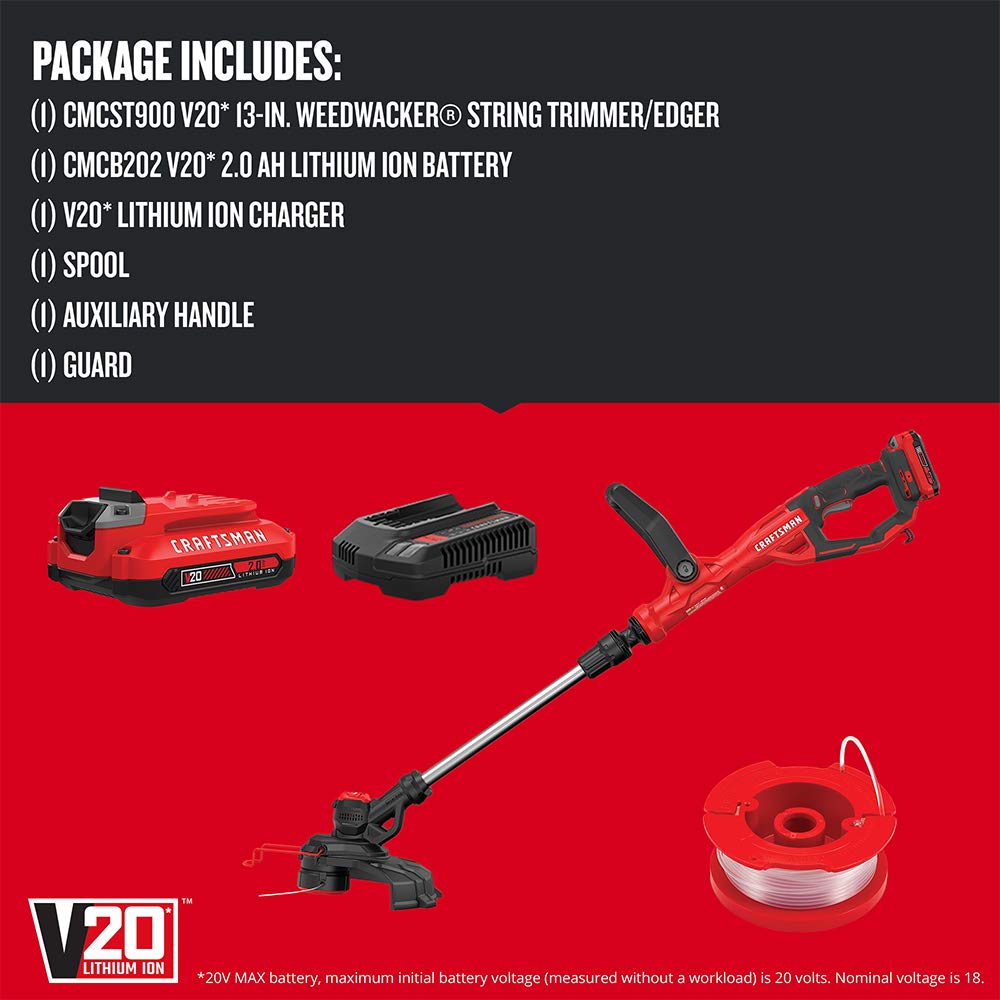 CRAFTSMAN V20 13-inch swath speeds up edging and lawn trimming.