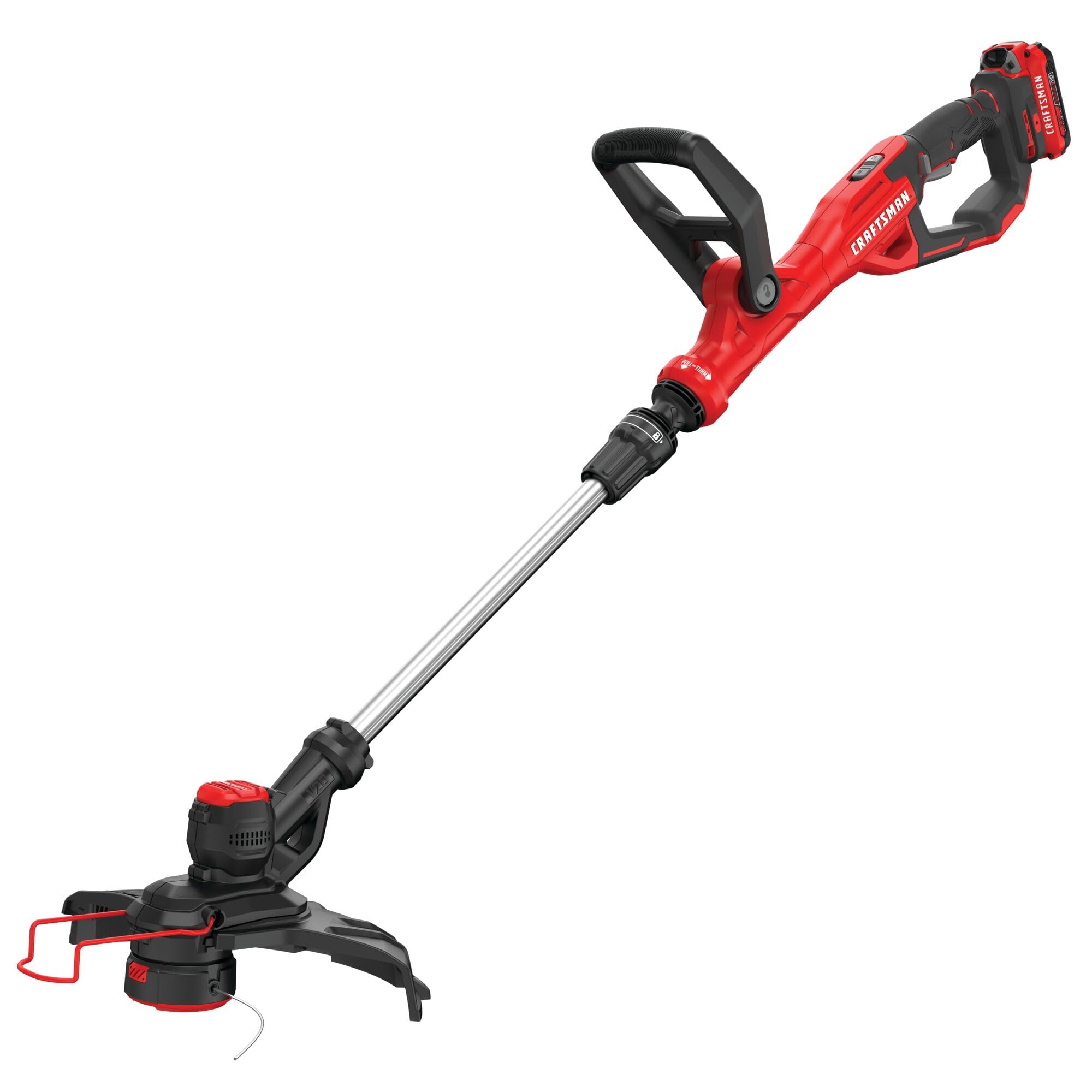 CRAFTSMAN V20 in garden action shows cordless versatility outdoors.