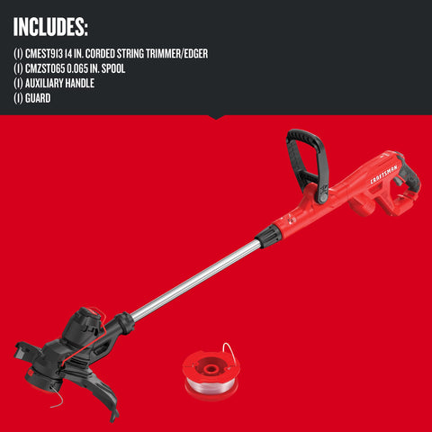 Craftsman WEEDWACKER CMEST913 edge capability enables quick trimming to edging transition.