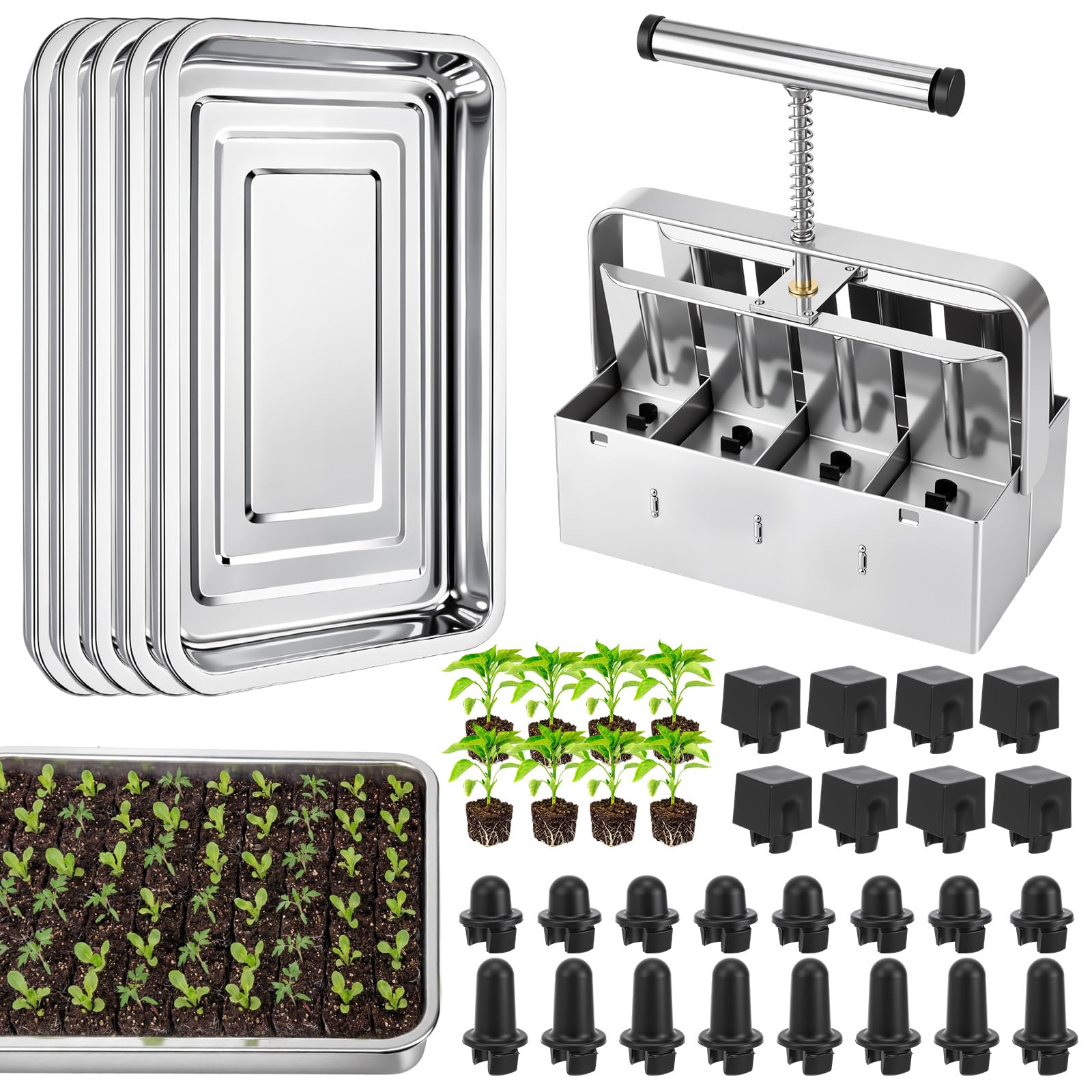 CraftyDream soil blocker with eight-block design for efficient seed prep.