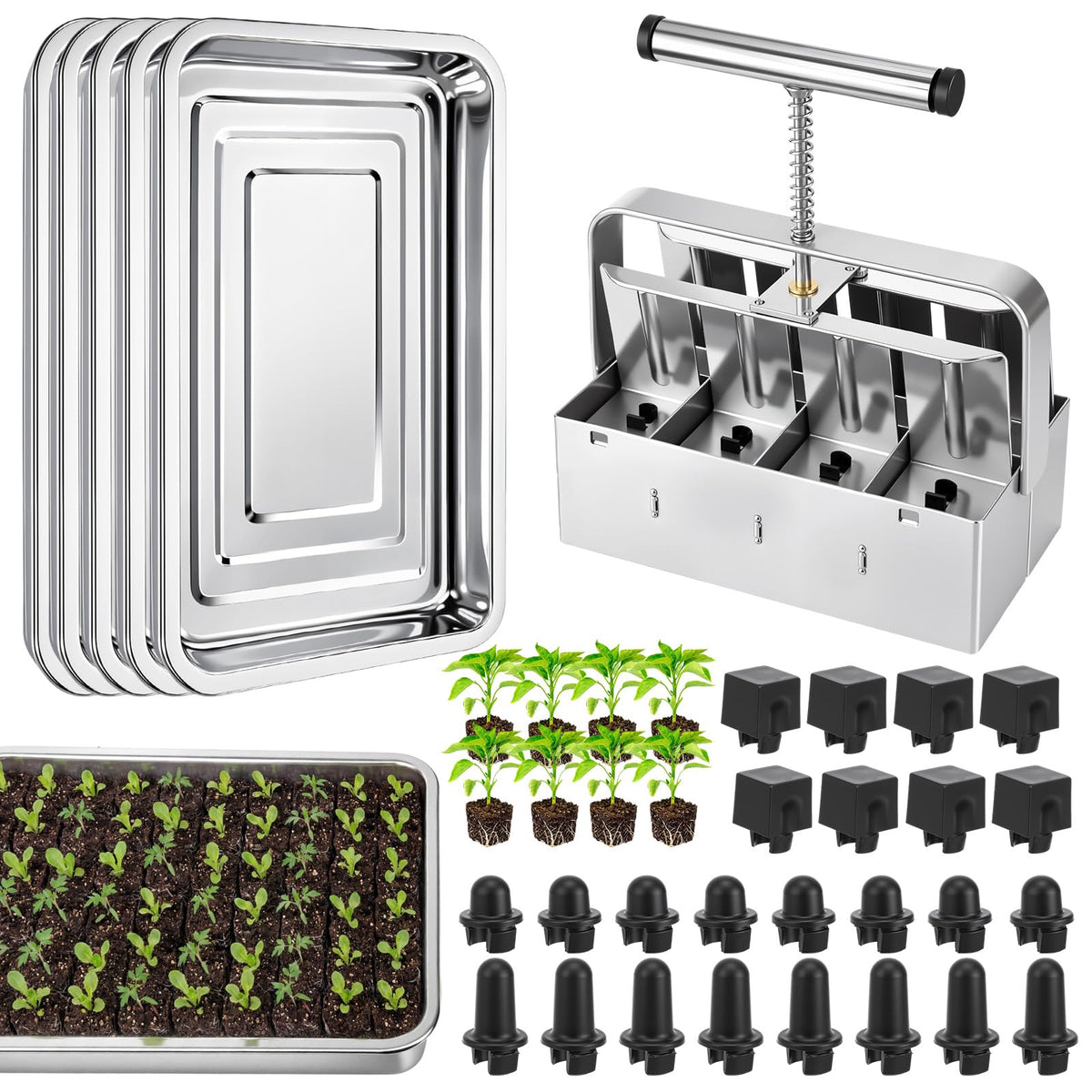 CraftyDream soil blocker with eight-block design for efficient seed prep.