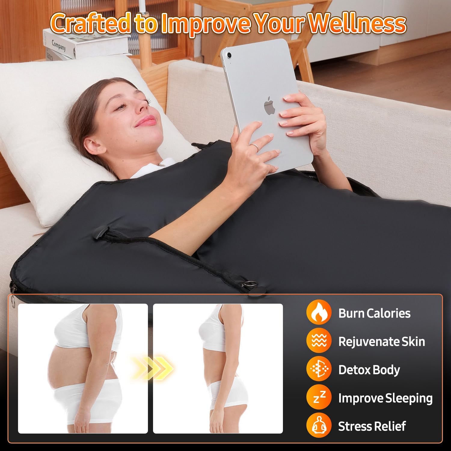 Cransidium infrared sauna blanket soft inner lining for gentle contact.
