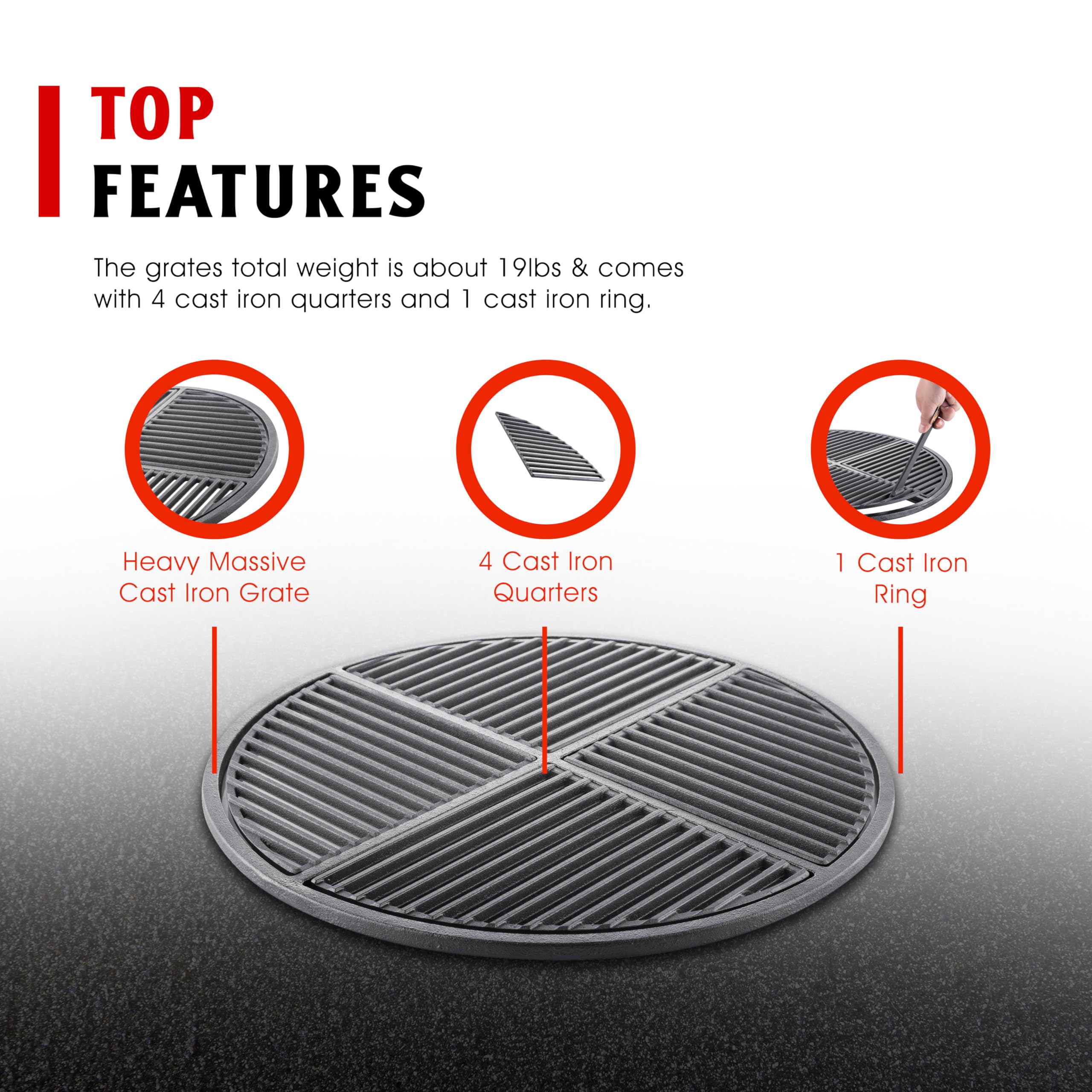 Craycort heavy duty cast iron 19 lb provides strong heat retention for searing