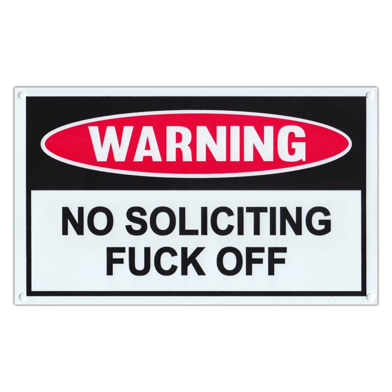 Crazy Novelty Guy No Soliciting Sign for bold home or office messaging.