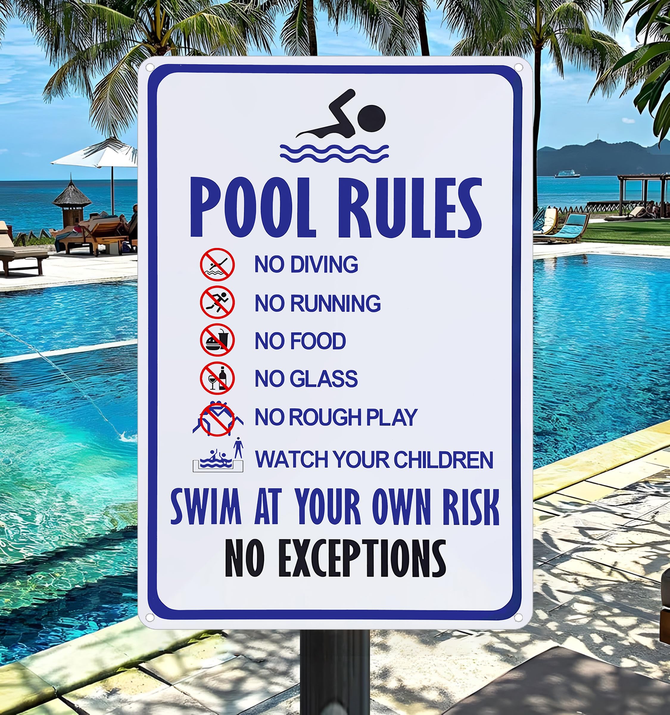 CrazySign outdoor sign with bold print perfect for poolside or park entrances.