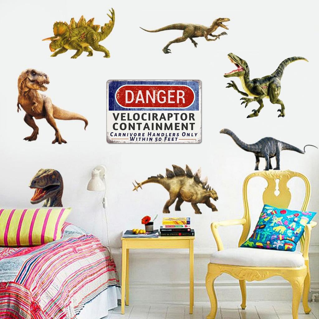 CrazySign warning sign decor ideal for dinosaur-themed bedroom or playroom