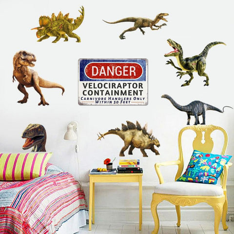 CrazySign warning sign decor ideal for dinosaur-themed bedroom or playroom