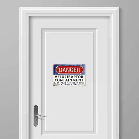 CrazySign danger velociraptor sign retro-style print for nostalgic decor