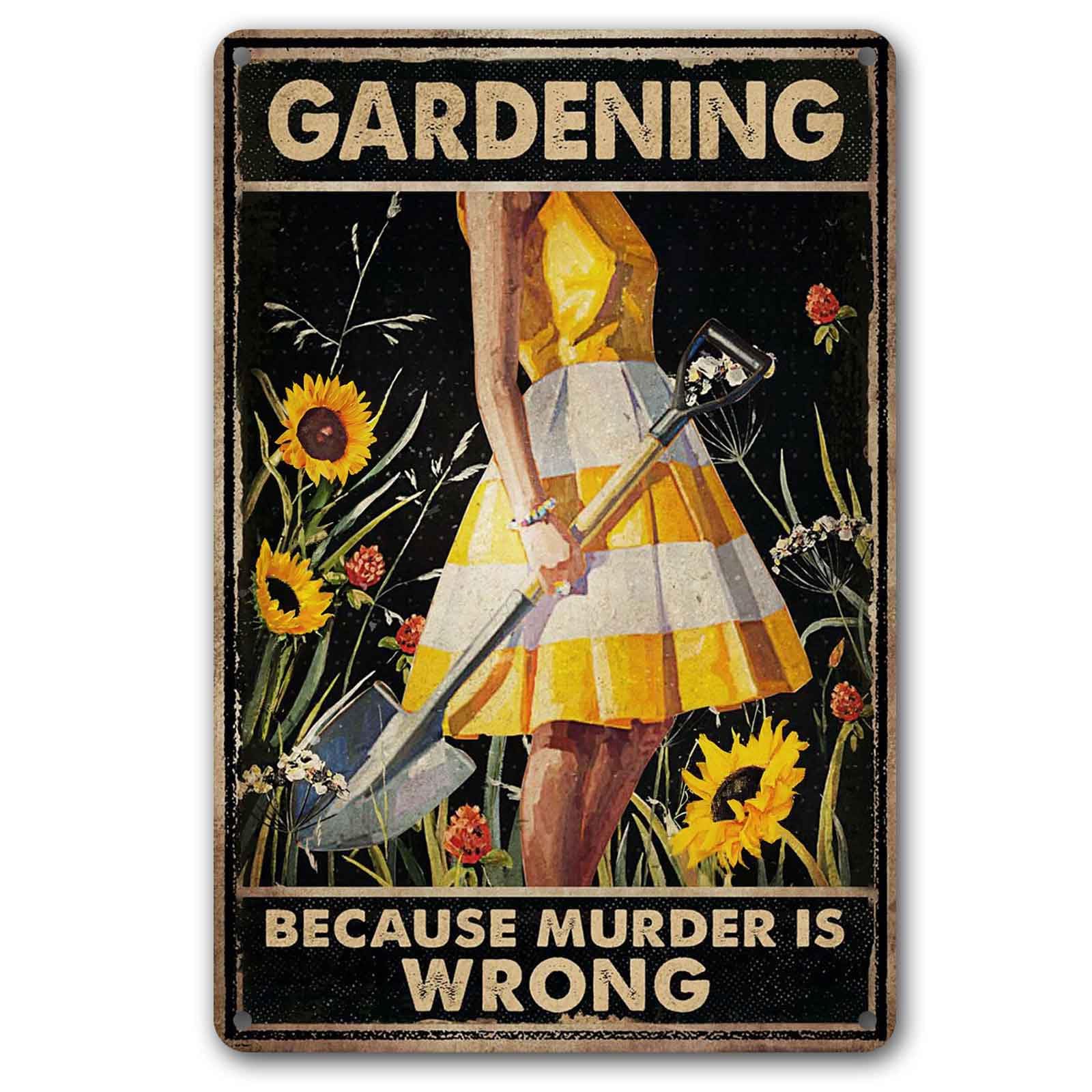 CrazySign gardening sign front view adds playful charm to outdoor spaces.