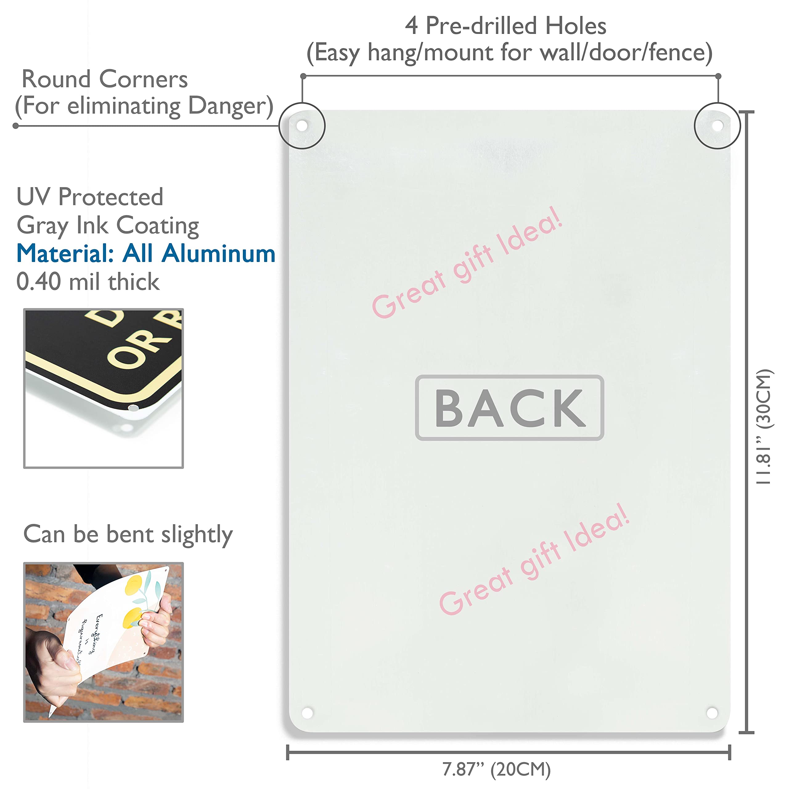 CrazySign metal sign outdoor hanging shot highlights durable weather-ready finish.