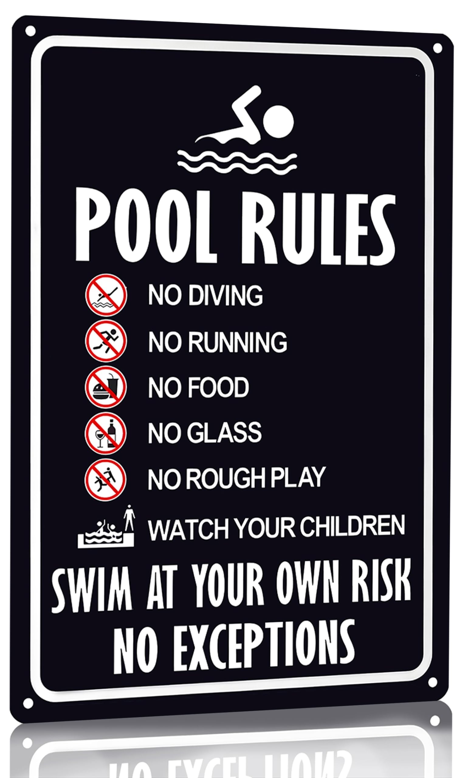CrazySign pool rules sign vintage 8x12, a clear safety reminder for pools and decks.